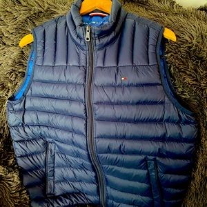 Tommy Hilfiger zip up navy blue vest.